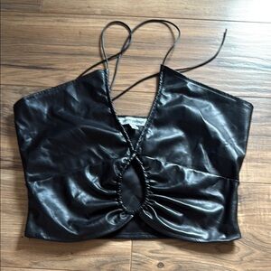 pretty garbage pleather tie top